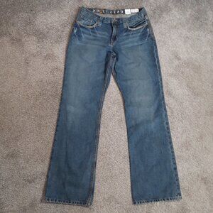 Women's SOUTHERN THREAD Mid-Rise Blue Jeans; Size 34 Long